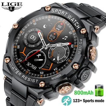 Мужские смарт-часы LIGE Outdoor Sport с длительным сроком службы, 800 мАч, Bluetooth-вызов, Водонепроницаемый фитнес-трекер, умные часы для Android ios
