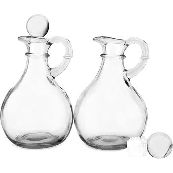 Стеклянные бутылки для масла и уксуса (комплект из 2 предметов), круглая стеклянная бутылка для масла с пробкой