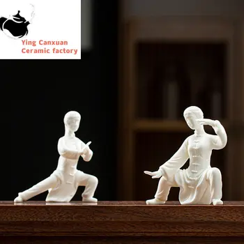 Китайский Дзен Дэхуа Керамический Орнамент для посуды Креативный Домашний Рабочий Стол Персонализированные Керамические Украшения Мебель Мини-Чайный Сервиз