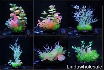 Украшение для аквариума, пластиковая трава, имитация светящейся воды, флуоресцентное растение, 1 шт./лот