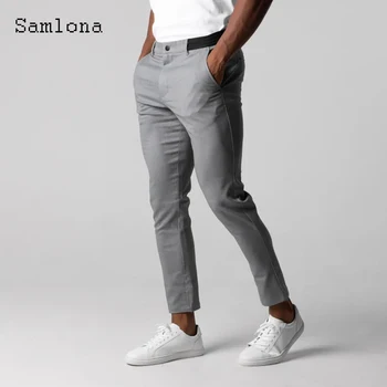 2023 Мужские Элегантные Узкие брюки-карандаш со средней талией для официальных вечеринок, брюки для брюк, Английская мода, костюмные брюки с карманами, мужская уличная одежда