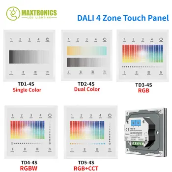 4-Зонная Настенная Сенсорная Панель 1-5-Цветного Диммера DALI С Питанием От Шины DALI или 24VDC Одноцветного RGB RGBW RGB + CCT Для светодиодного Освещения